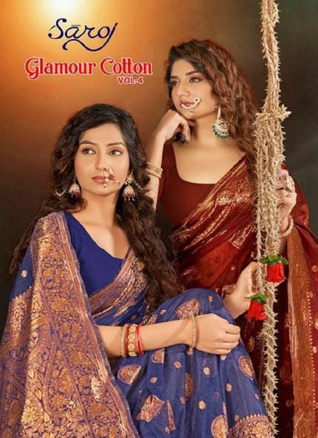 Glamour Cotton Vol 4 By Saroj Soft Cotton Rich Pallu Sarees Wholesale Market In Surat