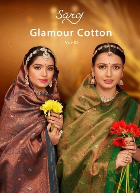 Glamour Cotton Vol 5 By Saroj Soft Cotton Rich Pallu Sarees Wholesale Price In Surat
