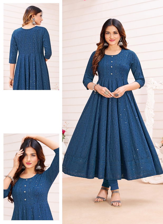 Glazier Vol 1 Fancy Rayon Wholesale Long Anarkali Kurtis Catalog