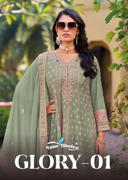 Glory Vol 1 By Your Choice Heavy Chinon Readymade Suits Exporters In India
