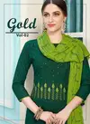 Gold 2 Latest Latest Fancy Casual Wear Bombay Slub Cotton With Embroidery Work Churidar Dress Material Collection
