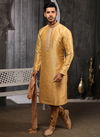 Golden Banarasi Silk Kurta Pajama 7747