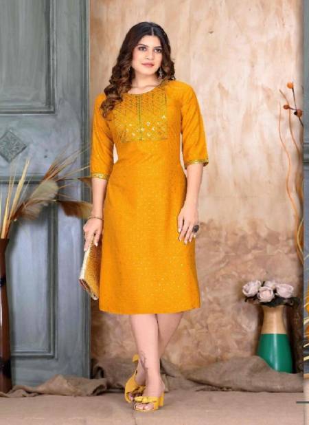 Golden Inayat Sequence Daily Wear Heavy Rayon Designer Kurti Collection Catalog