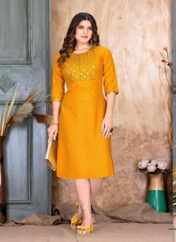 Golden Inayat Sequence Daily Wear Heavy Rayon Designer Kurti Collection