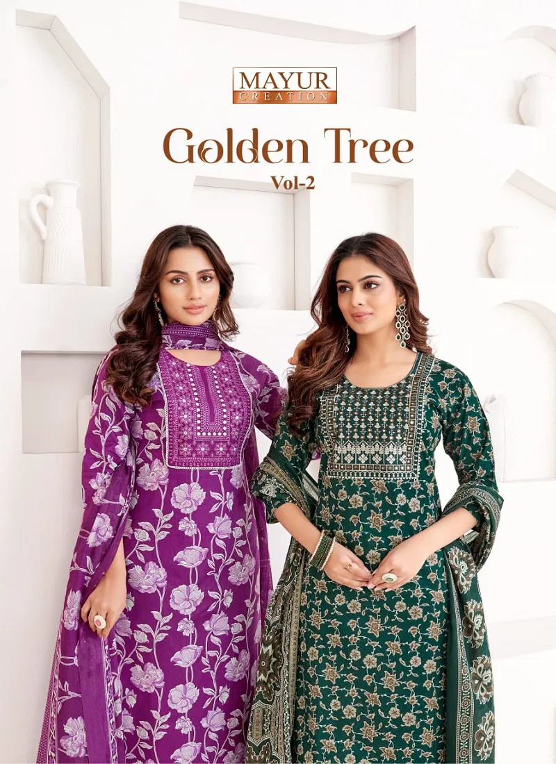 Golden Tree Vol 2 By Mayur Cotton Kurti With Bottom Dupatta Suppliers In India