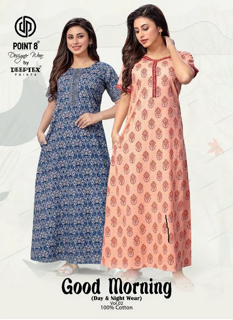 Good Morning Vol 2 By Deeptex Cotton Printed Night Wear Nighty Surat Wholesale Market Catalog