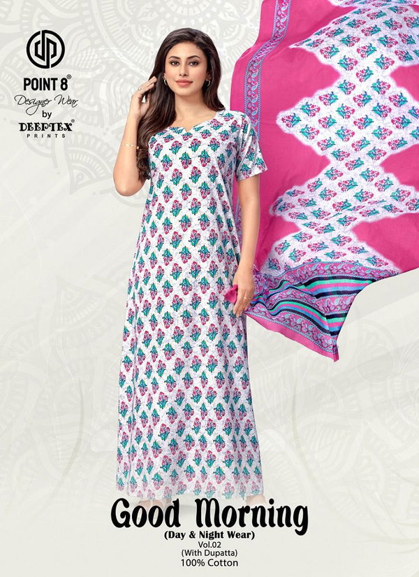 Good Morning Vol 2 By Deeptex Cotton Printed Night Wear Nighty With Dupatta Exporters In India