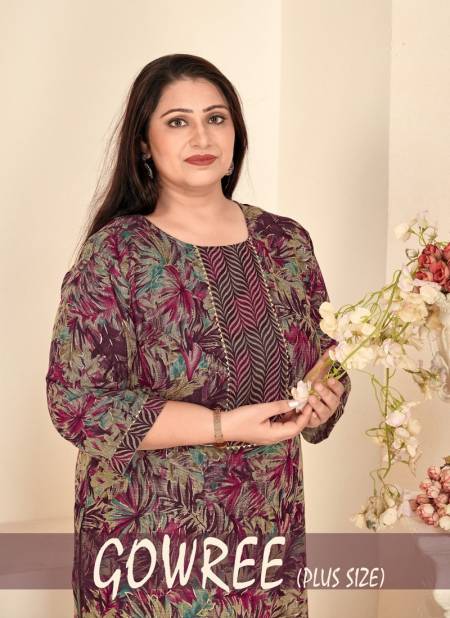 Gowree Plus Size By Sangeet Rayon Capsule Printed Kurti With Bottom Dupatta Wholesale Market In Surat