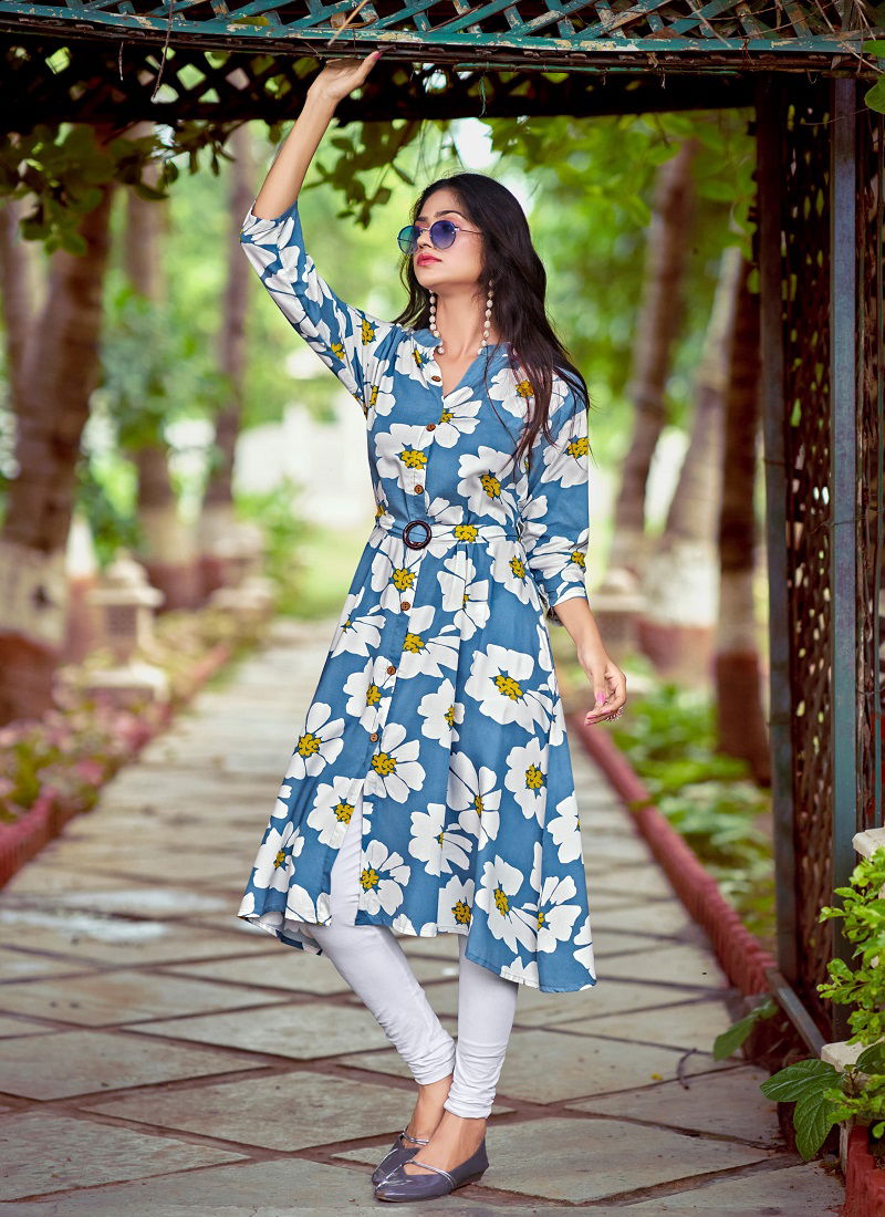 Grassy By Tips And Tops Rayon Printed Kurtis Wholesale Shop In Surat
 Catalog