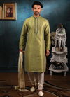 Green Banarasi Silk Kurta Pajama 7737