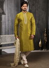 Green Banarasi Silk Kurta Pajama 7742