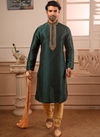 Green Banarasi Silk Kurta Pajama 7746