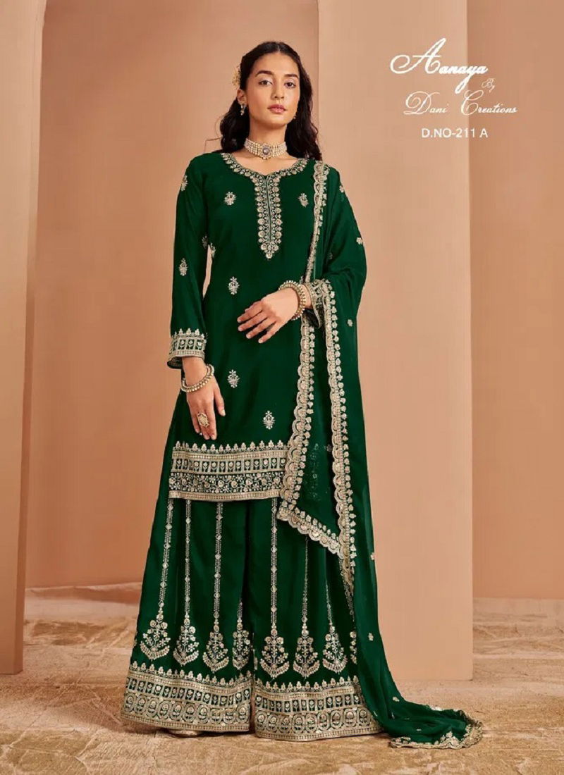 Green Colour Aanaya Vol 211 By Dani Faux Georgette Salwar Suits Wholesale Online