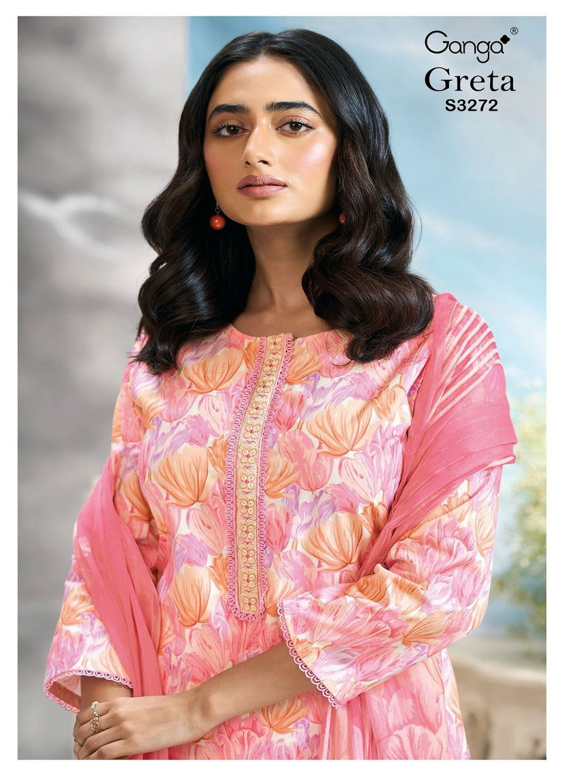 Greta 3272 By Ganga Cotton Printed Dress Material Suppliers In India Catalog