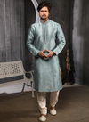 Grey Banarasi Silk Kurta Pajama 7735