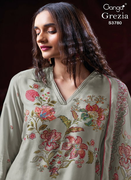 Grezia 3780 By Ganga Bemberg Silk Surat Designer Salwar Suits Wholesale Market