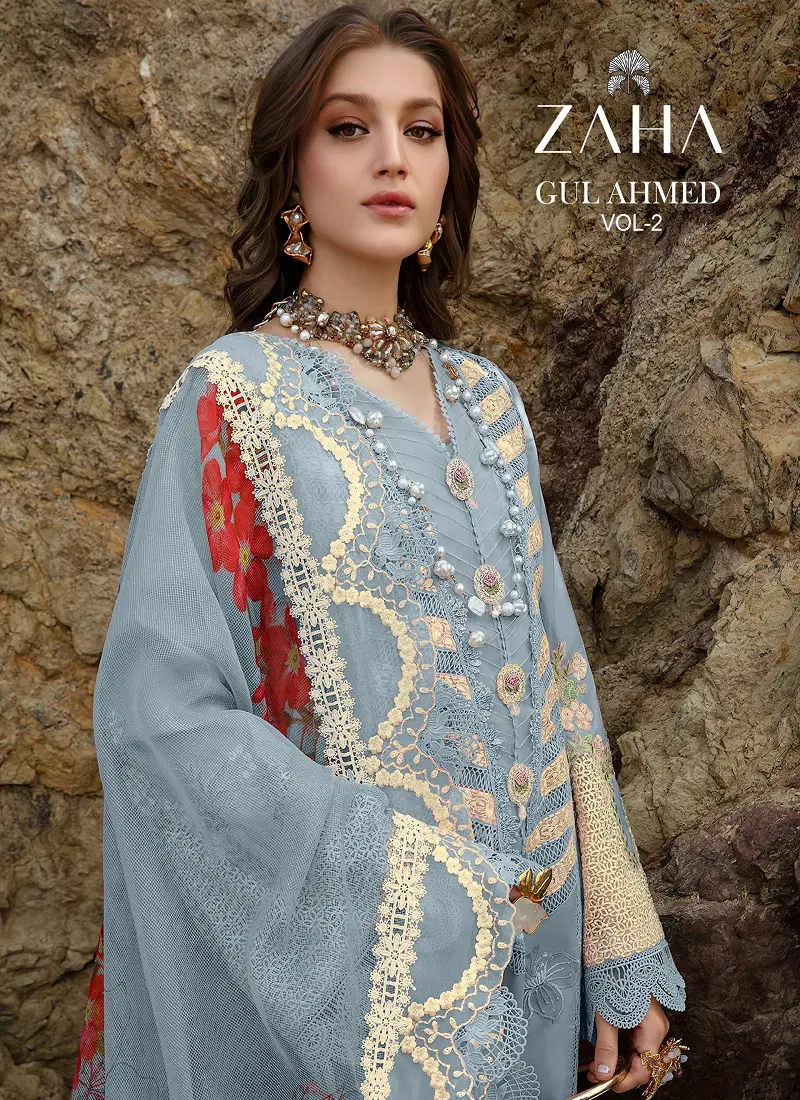 Gul Ahmed Vol 2 By Zaha A To D Cambric Cotton Pakistani Suits Wholesale Price In Surat Catalog