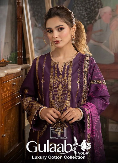 Gulaab Vol 1 Maryam Hussain Karachi Cotton Dress Material Wholesale Market In Surat