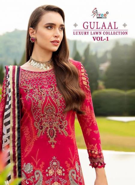Gulaal Luxury Lawn Vol 1 By Shree Embroidery Patch Cotton Pakistani Suit Wholesale Shop In Mumbai
