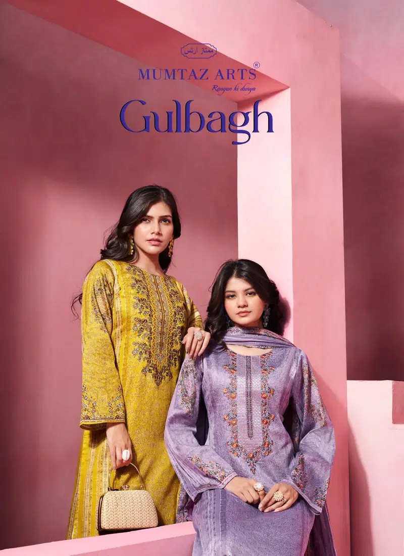 Gulbagh By Mumtaz Jam Satin Digital Printed Dress Material Suppliers In India Catalog