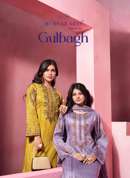 Gulbagh By Mumtaz Jam Satin Digital Printed Dress Material Suppliers In India