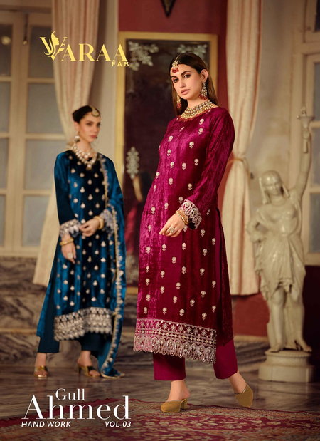 Gull Ahmed Vol 3 By Varaa Viscose Velvet Wholesale Dress Material Suppliers In India