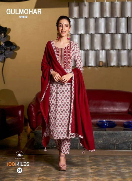 Gulmohar By 100miles Cotton Printed Kurti With Bottom Dupatta Suppliers In India Catalog