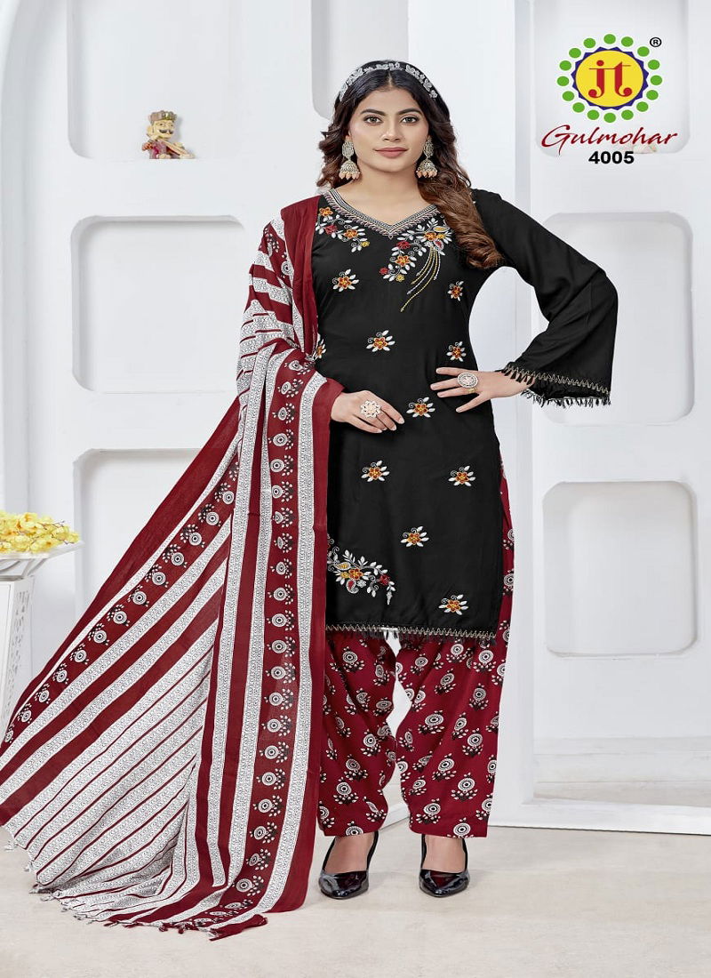 Gulmohar Vol 4 By Jt Embroidery Rayon Dress Material Suppliers In India Catalog