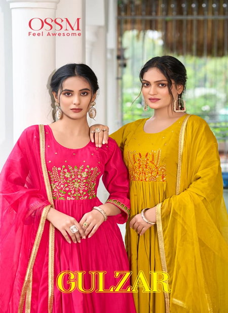 Gulzar By Ossm Viscos Roman Silk Kurti With Bottom Dupatta Exporters In India