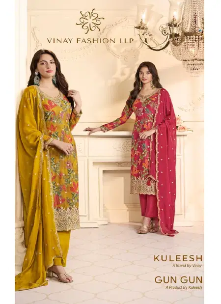 Gun Gun By Vinay Kuleesh Chinon Embroidery Surat Salwar Kameez Wholesale Market 