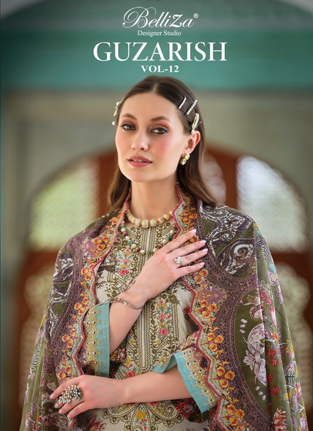 Guzarish Vol 12 By Belliza Printed Embroidery Cotton Dress Material Wholesale Online

