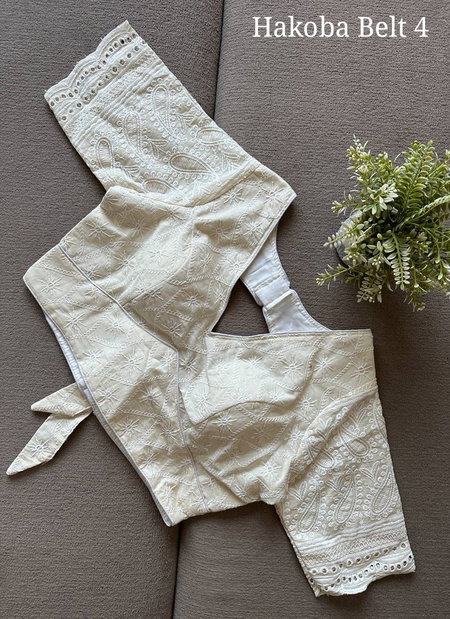Hakoba Belt 4 By Ruhi Zara 4 Off White Pure Cotton Designer Blouse Orders In India
