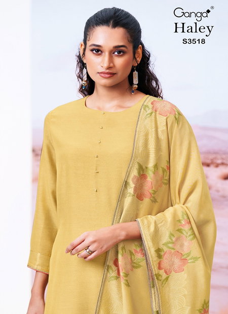 Haley 3518 By Ganga Viscose Silk Embroidery Salwar Suit Wholesalers In Delhi