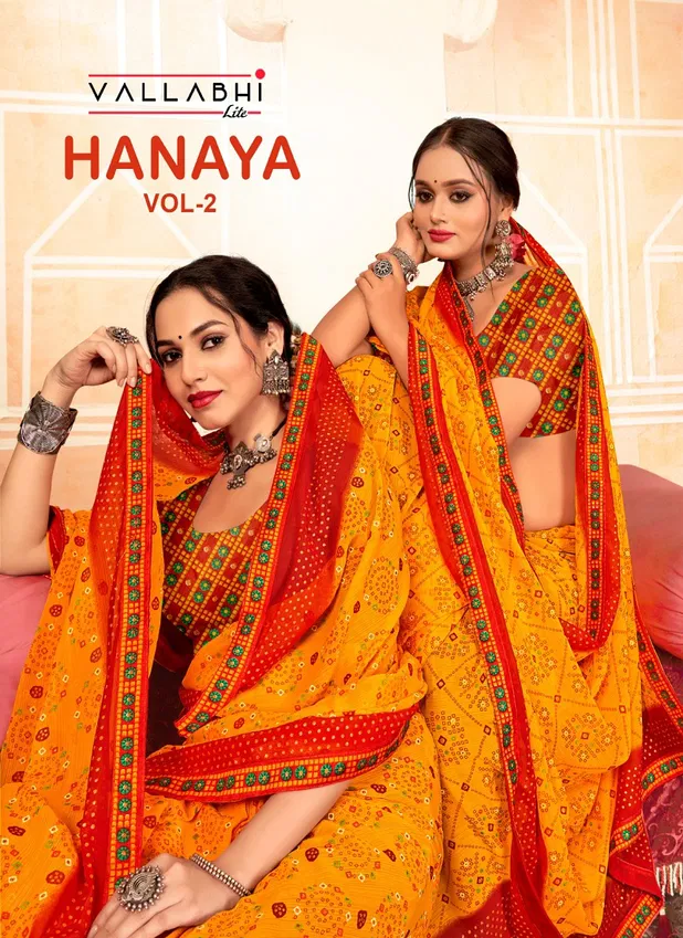 Hanaya Vol 2 By Vallabhi Georgette Bandhani Printed Saree Orders In India