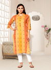 Handloom Latest Fancy Designer Regular Casual Wear Cotton Printed Kurtis Collection
