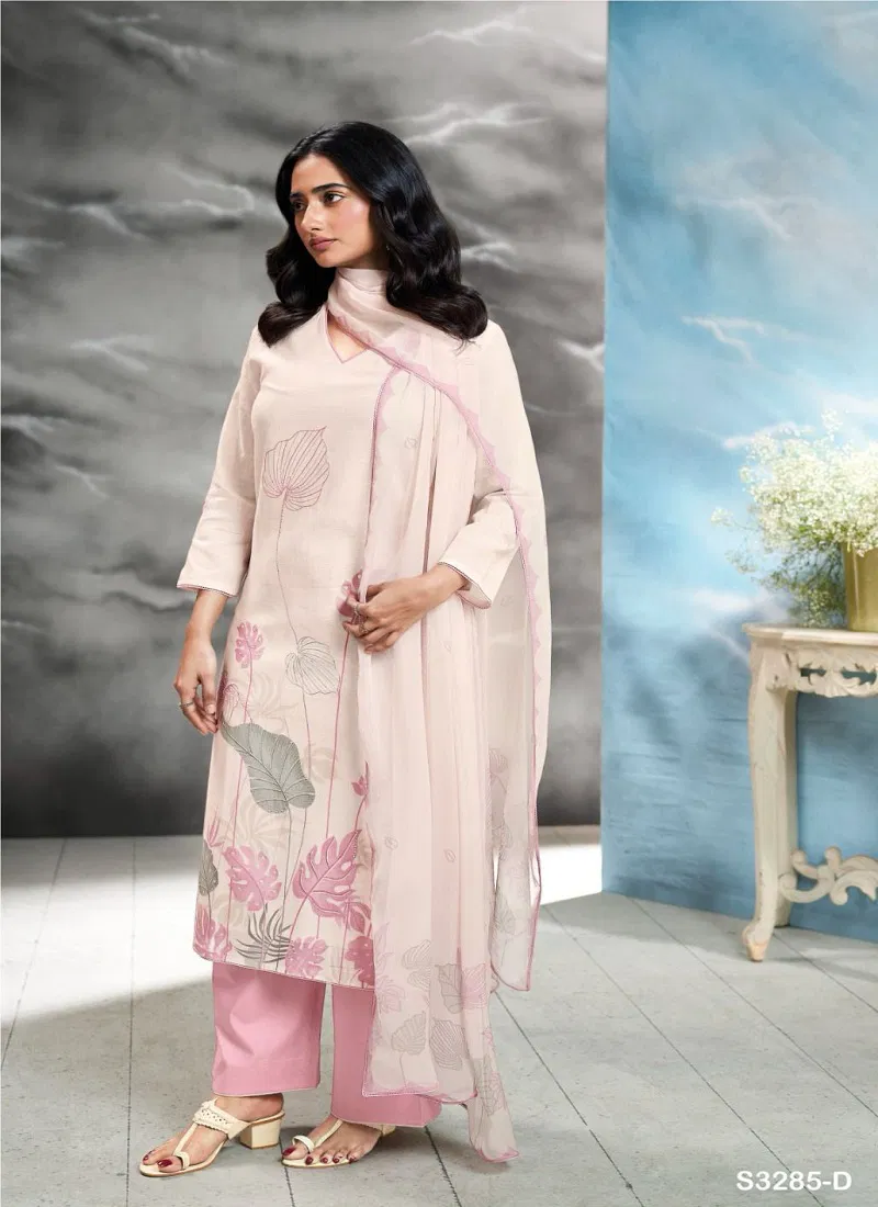 Hanley 3285 By Ganga Cotton Linen Printed Dress Material Orders In India