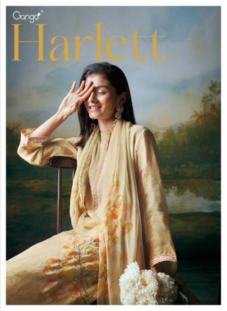 Harlett By Ganga Heavy Pure Linen Printed Dress Material Wholesalers In Delhi Catalog