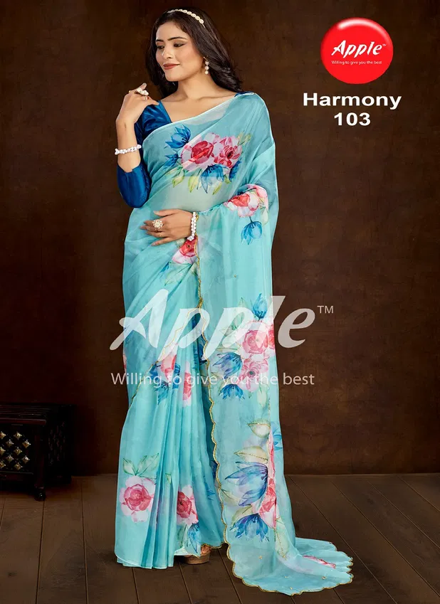 Harmony Vol 1 By Apple Organza Printed Sarees Wholesale Market In Surat