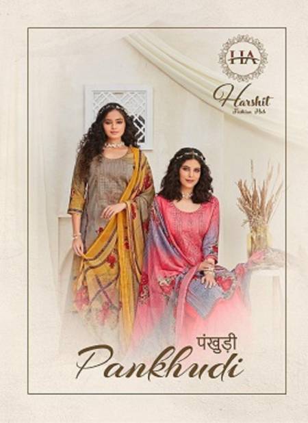 Harshit Pankhudi Fancy Casual Wear jam Fancy Print with Kashmiri Embroidery and Swarovski Diamond Dress Material Collection
 Catalog
