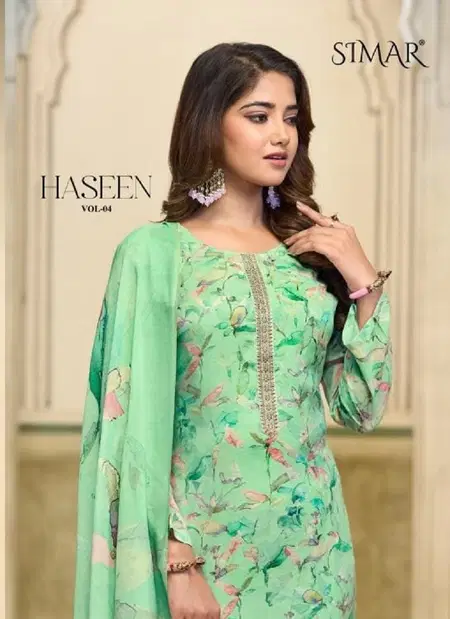 Haseen Vol 4 By Glossy Viscose Muslin Digital Printed Dress Material Order In India