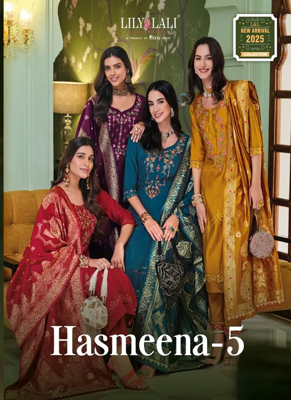 Hasmeena Vol 5 By Lily And Lali Viscose Embroidery Kurti With Bottom Dupatta Wholesale Online