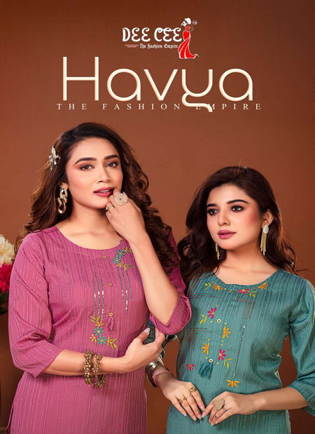 Havya By Deecee A Line Long Embroidery Kurtis Catalog