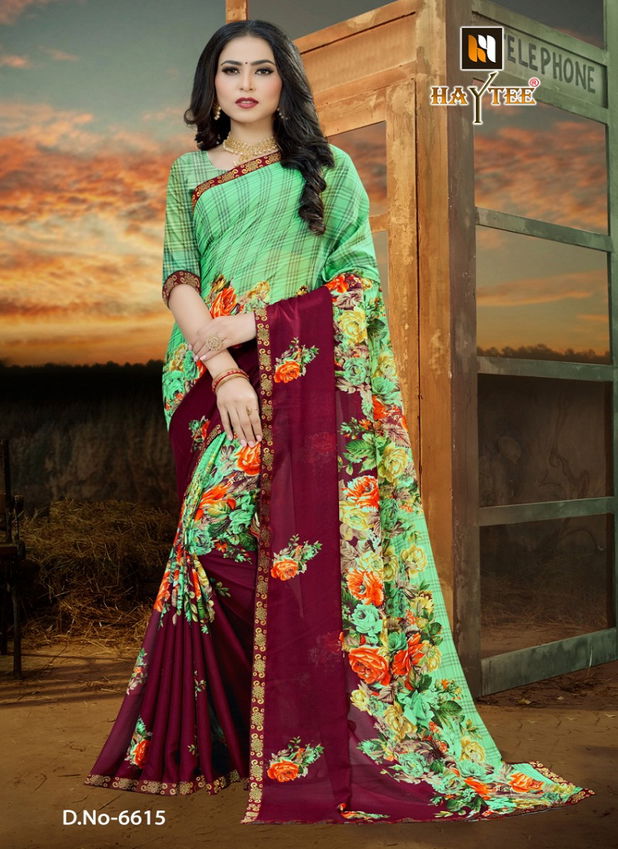 Haytee Fuzzy 20 Latest Rennial Printed With Border daily wear Saree Collection 