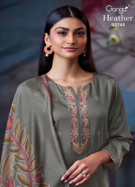 Heather 3743 By Ganga Cotton Satin Online Designer Salwar Kameez Wholesale
