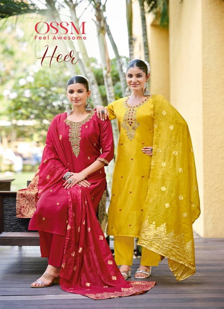Heer By Ossm Viscose Roman Silk Online Kurti With Bottom Dupatta Wholesale Market
