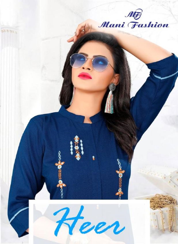 Heer Latest Ethnic Wear Heavy super Slub rayon mirror embroidery work  Kurti With potli detailing Bottom Collection