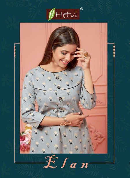 Hetvi Elan Latest Casual Wear Linen Printed Designer Kurtis Collection Catalog