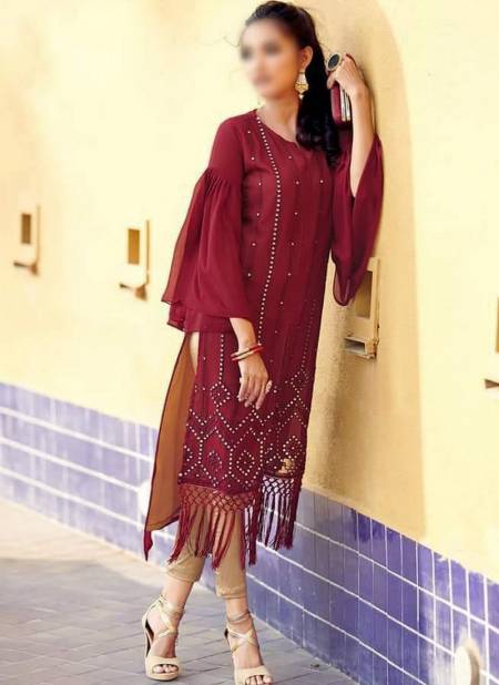 Hiba Studio LPC -24 Classy Metalic Collection Designer Tunic  with Beautiful  metalic embroidery  Embellished with handmade tassels paired with Designer Straight Cigarette pants