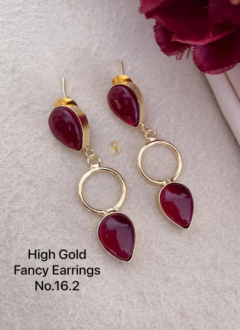 High Gold Party Wear Fancy Earrings 3 Wholesale Online
