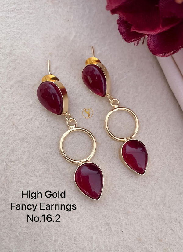 High Gold Party Wear Fancy Earrings 3 Wholesale Online
